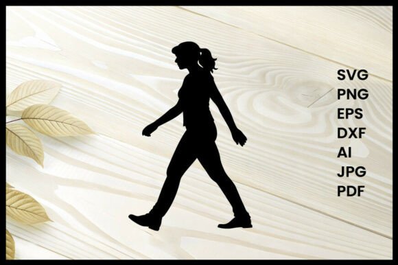 A Woman Walking Illustration Silhouette