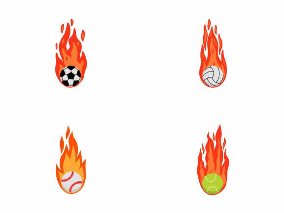 Ball Type Flames Clip Art Illustration