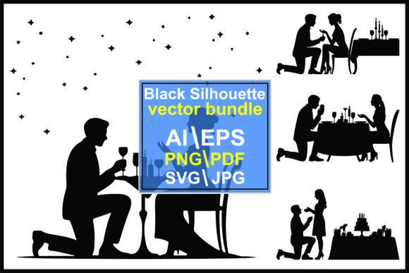 Couple Silhouettes Proposing and Dining