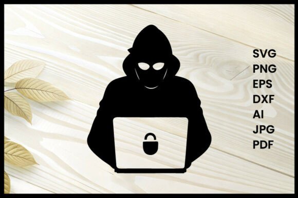 Hacker Breaking Password Silhouette
