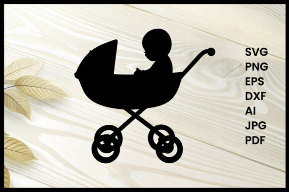 Newborn Baby in Stroller Silhouette