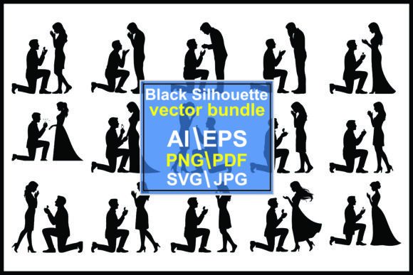 Silhouettes of Men Proposing Marriage