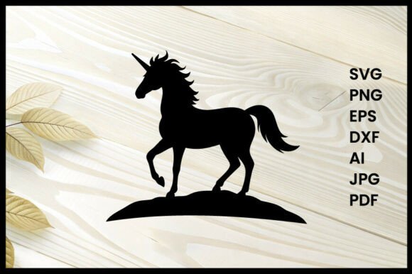 Unicorn Standing on a Hill Silhouette