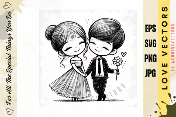 Weddingvectors - 11001344: A Sitting Couple for Heartfelt Embroidery